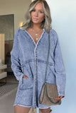 Distressed Hem Button Down Denim Dress