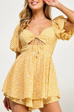 yellow + white gingham layered