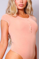 button crop sleeve bodysuit