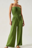 green strapless jumpsuit