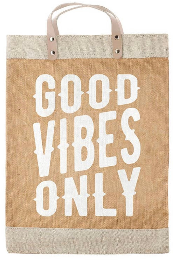 good vibes only jute tote xl