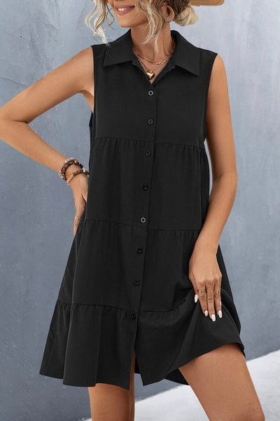 black button down collard dress