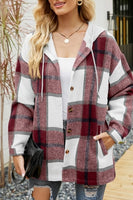 berry flannel hoodie shacket