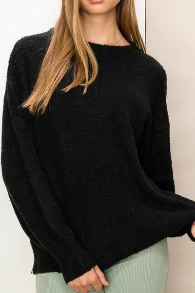 black textured sweater