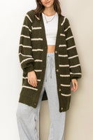 olive striped oversized cardi