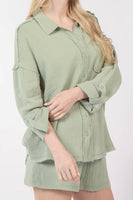 lightweight gauze blouse sage