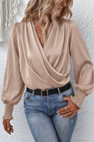 champagne long sleeve satin blouse