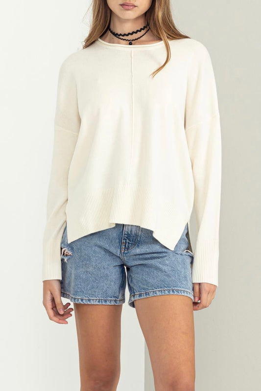 ivory seamed sweater