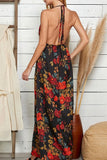 black satin floral maxi