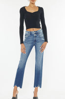 high rise slim straight denim