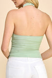 pale green ruched halter top