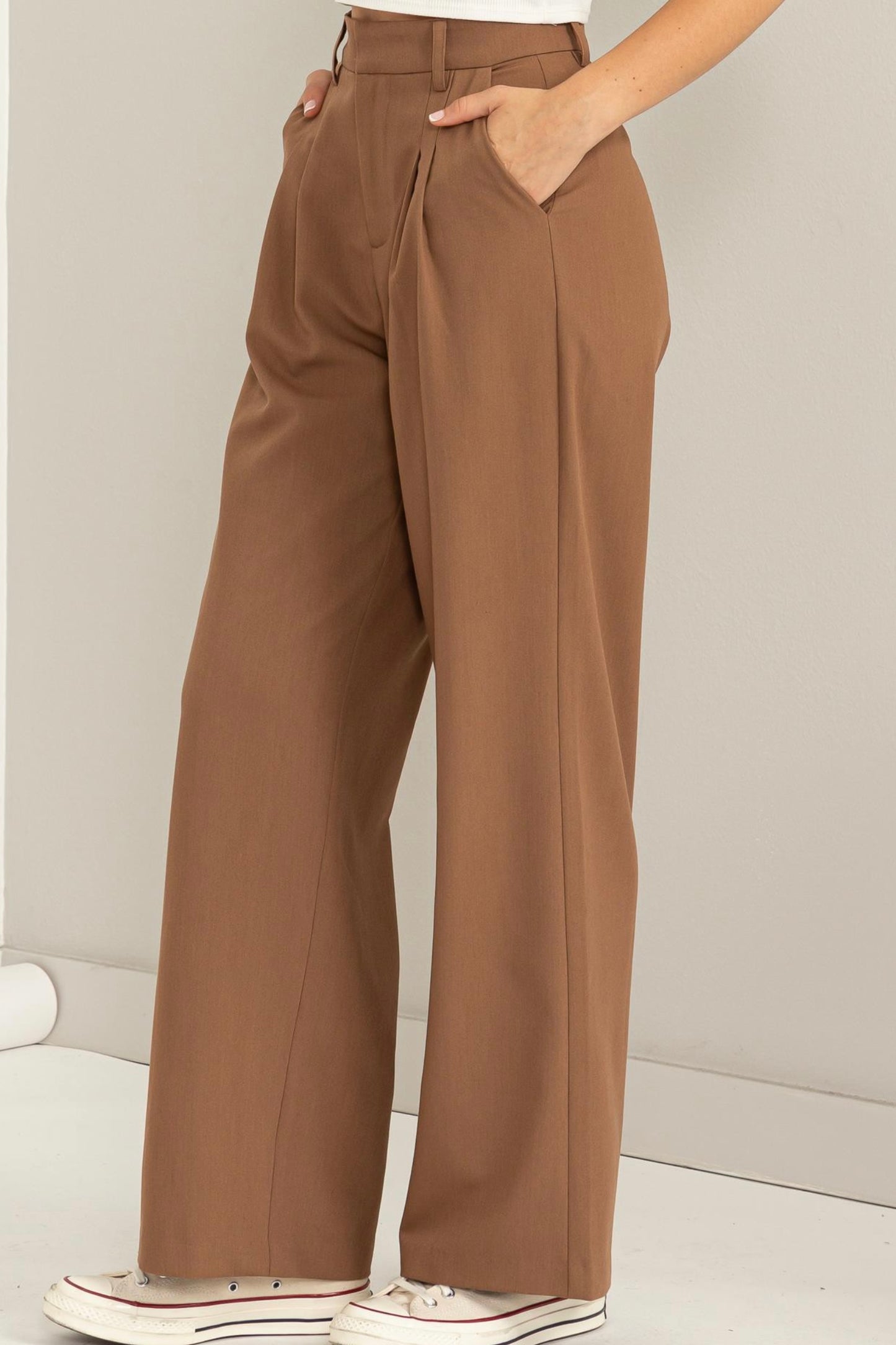 high rise brown trouser