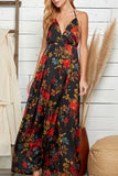 black satin floral maxi