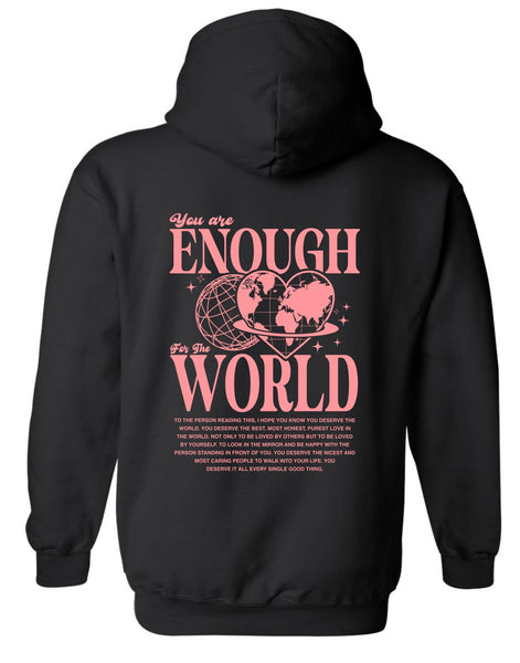 you are enough hoodie sweatsuit- black