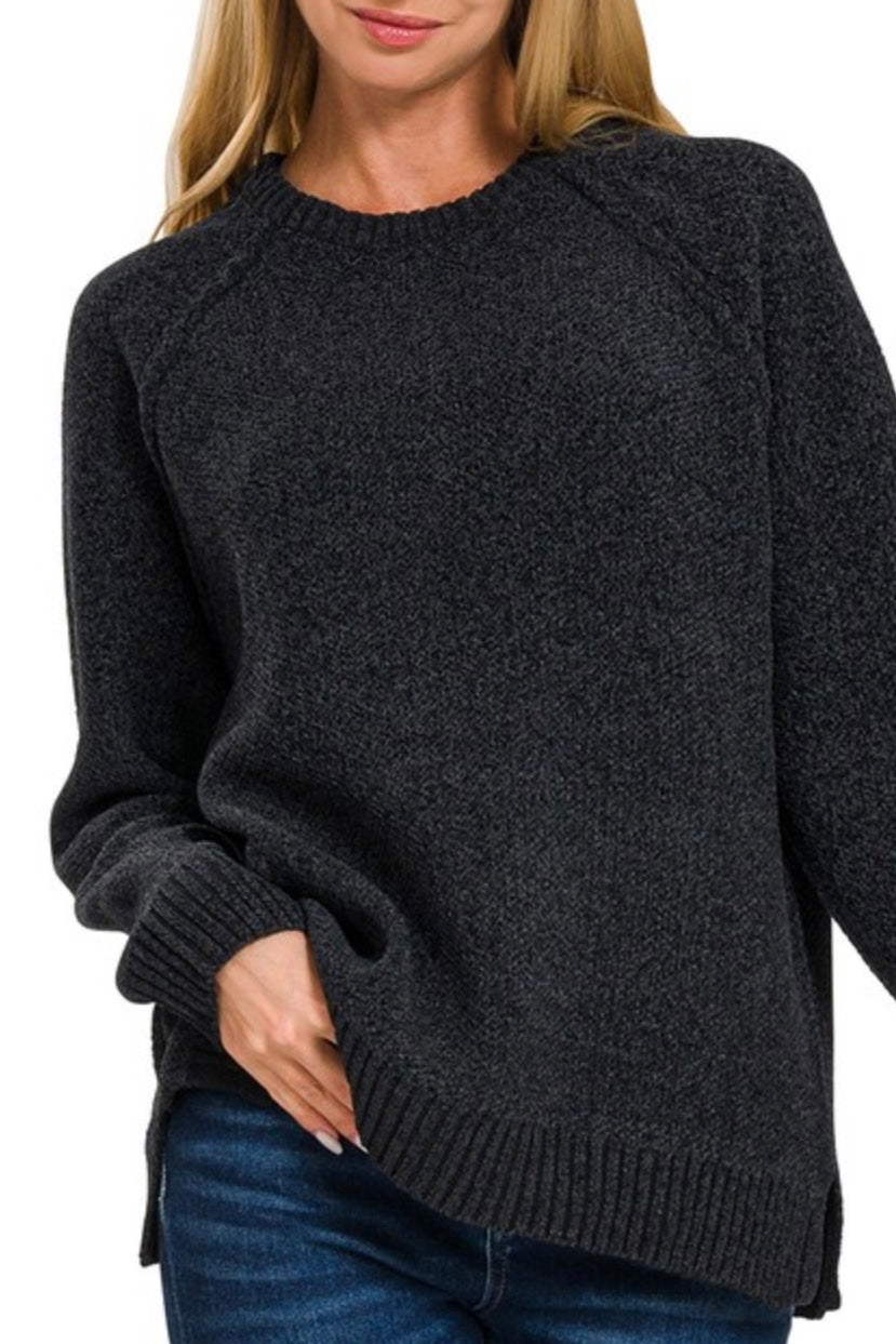 black marble chenille sweater