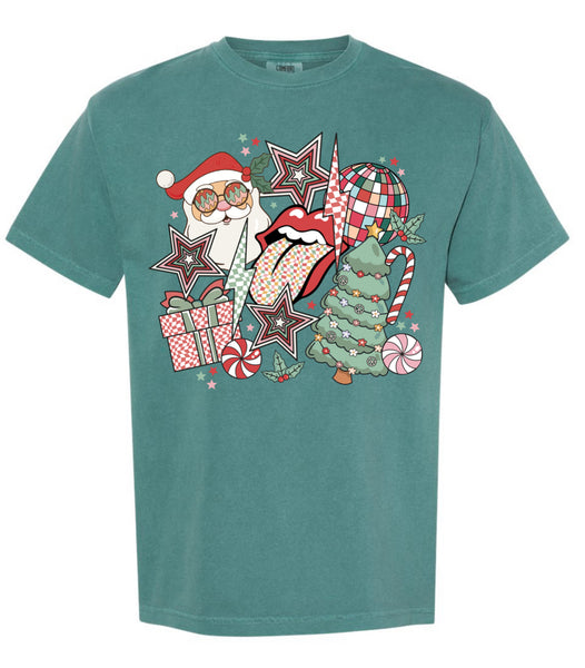 Retro Holiday Green Comfort Colors Tee Adult + Kids