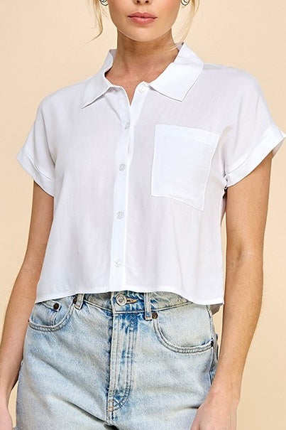 button up white s/s blouse