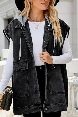 black denim wash vest