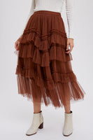 tiered ruffle midi skirt