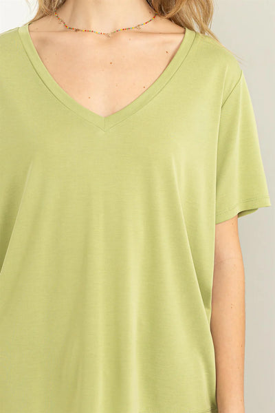 pale olive v-neck tee