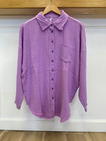 lavendar gauze button up