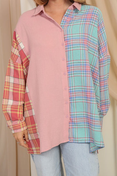 pink mix lightweight flannel