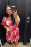 Floral Square Neck Puff Sleeve Mini Dress