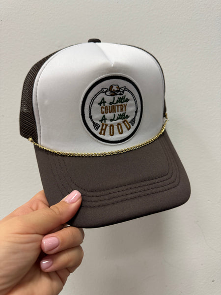 a little country a little hood trucker hat w/ chain