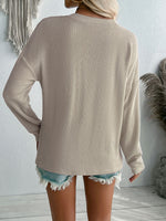 Textured V-Neck Long Sleeve Top