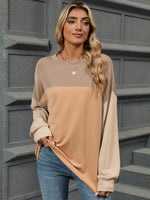 Color Block Round Neck Long Sleeve