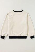 Texture Contrast Long Sleeve Top