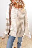 Neutrals Color Block Round Neck Sweater