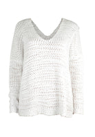 White Single Shoulder Long Sleeve Sweater