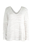 White Single Shoulder Long Sleeve Sweater