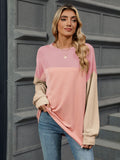 Color Block Round Neck Long Sleeve