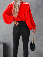 Red Lantern Sleeve Blouse