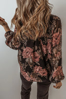 Black Multi Print Long Sleeve Blouse