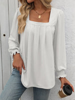 Square Neck Long Sleeve Blouse