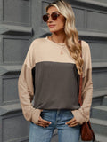 Color Block Round Neck Long Sleeve