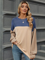 Color Block Round Neck Long Sleeve