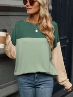 Color Block Round Neck Long Sleeve