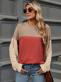 Color Block Round Neck Long Sleeve