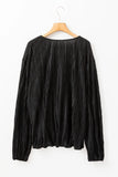 Black Tie Neck Long Sleeve Blouse