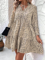 Black Floral Print Long Sleeve Dress