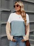 Color Block Round Neck Long Sleeve