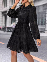 Black Lace Button Down Dress