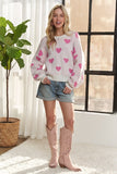 White + Pink Heart Sweater