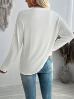 Textured V-Neck Long Sleeve Top