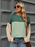 Color Block Round Neck Long Sleeve