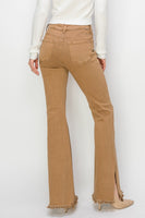 Camel High Waist Side Slit Flare Jeans